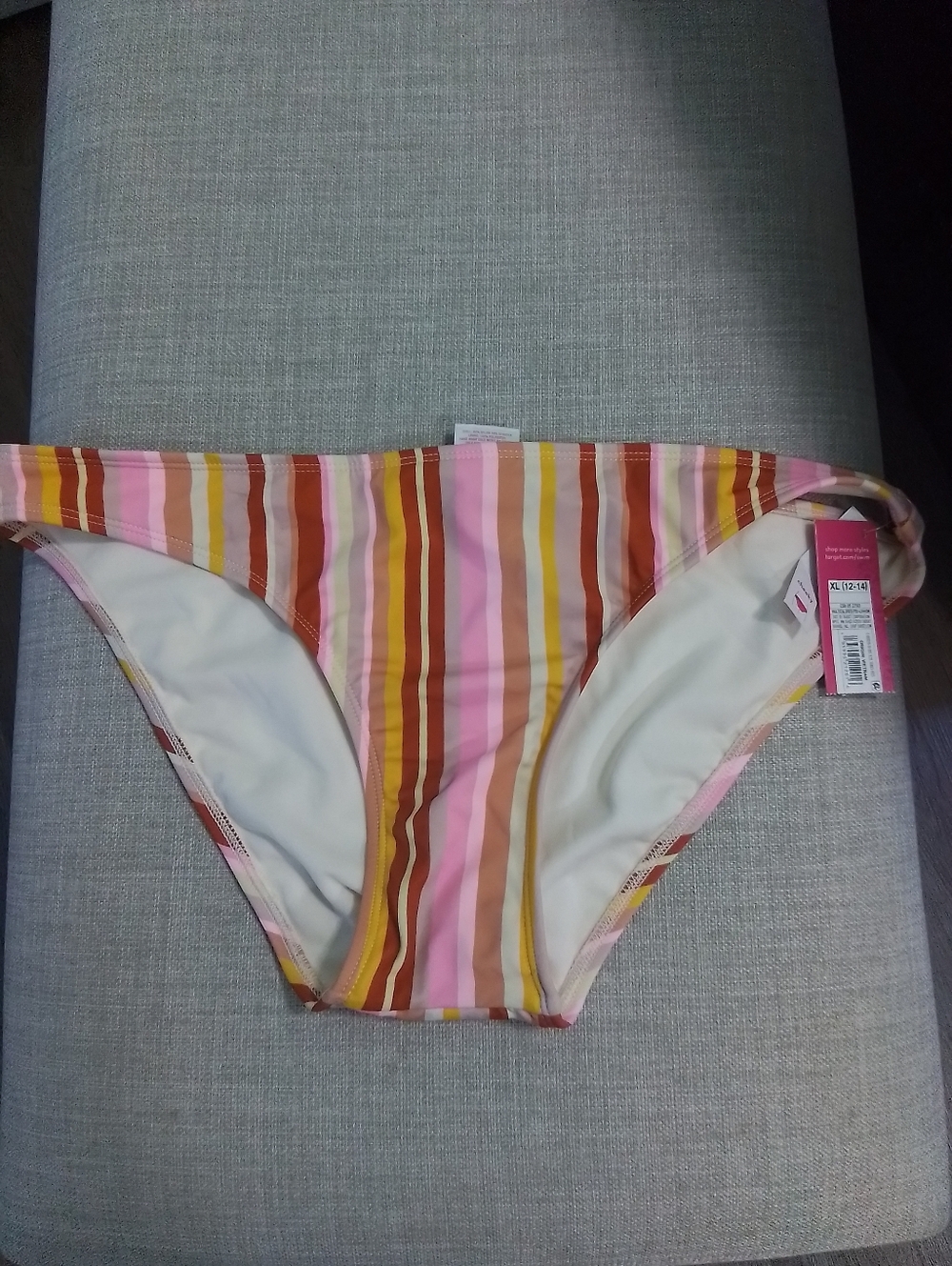 Xhilaration Striped Cheeky Bikini Bottoms in Pink, Orange & Yellow
